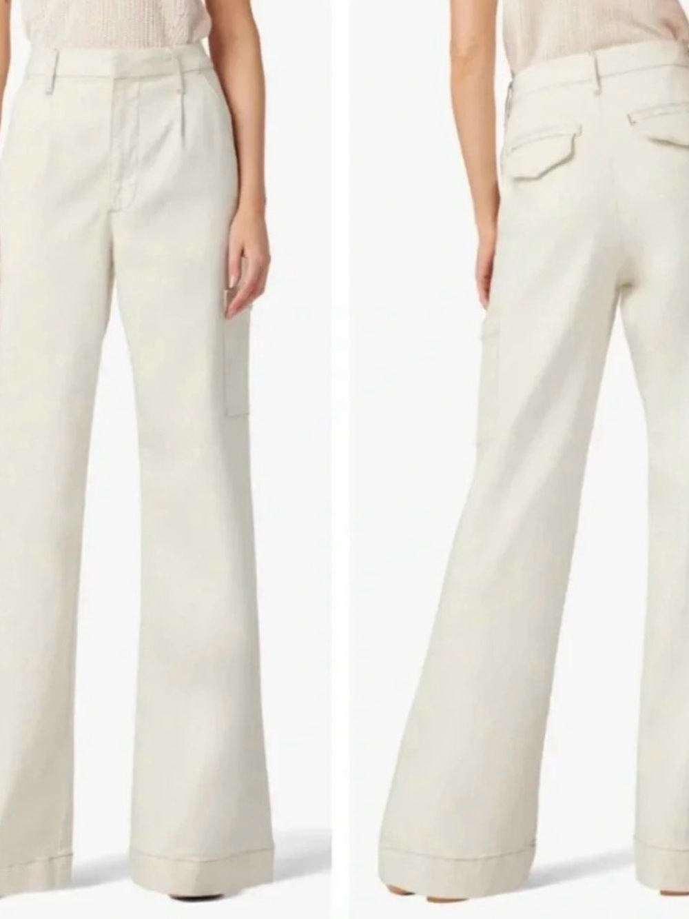 Joe's Jeans Petra Wide-Leg Cargo Jeans in Natural, Size 29